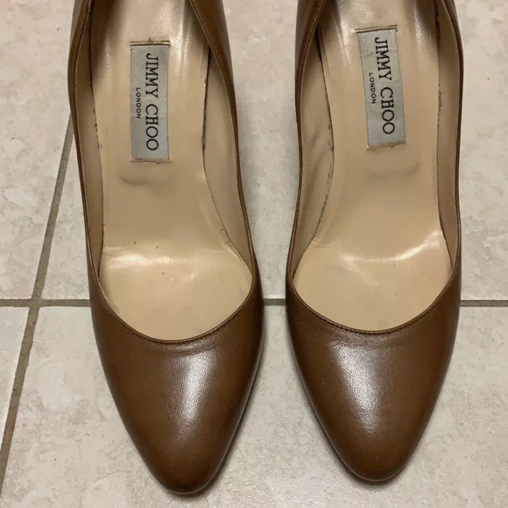 Jimmy Choo Gilbert Tan Luggage Color Heel 8.5 / 39